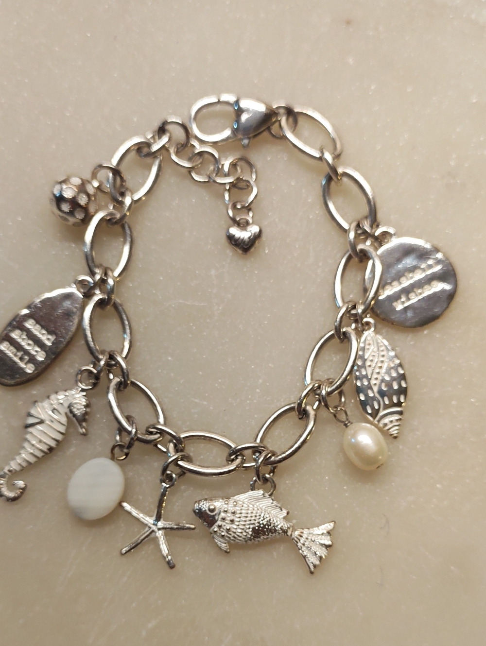 Brighton RARE Nautical Charm Bracelet Silver And White Pave' Crystals - Picture 6 of 8